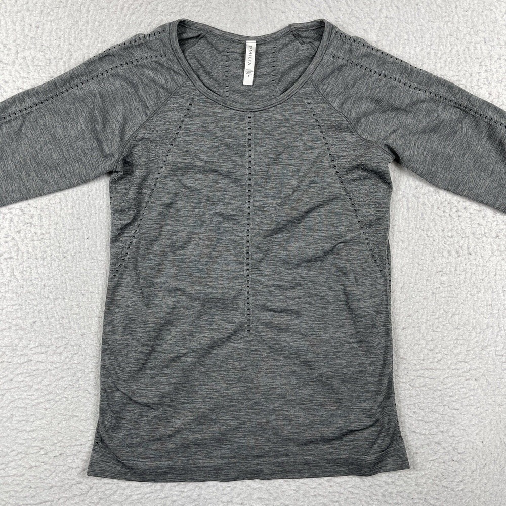Athleta Shirt Womens Small Gray Foothill Seamless Long Sleeve Stretch Active Top - Picture 6 of 10